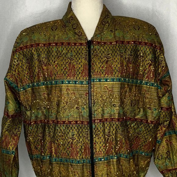 Addis Jackets & Blazers - Vintage Addis Egyptian Beaded Bomber Jacket 39PE